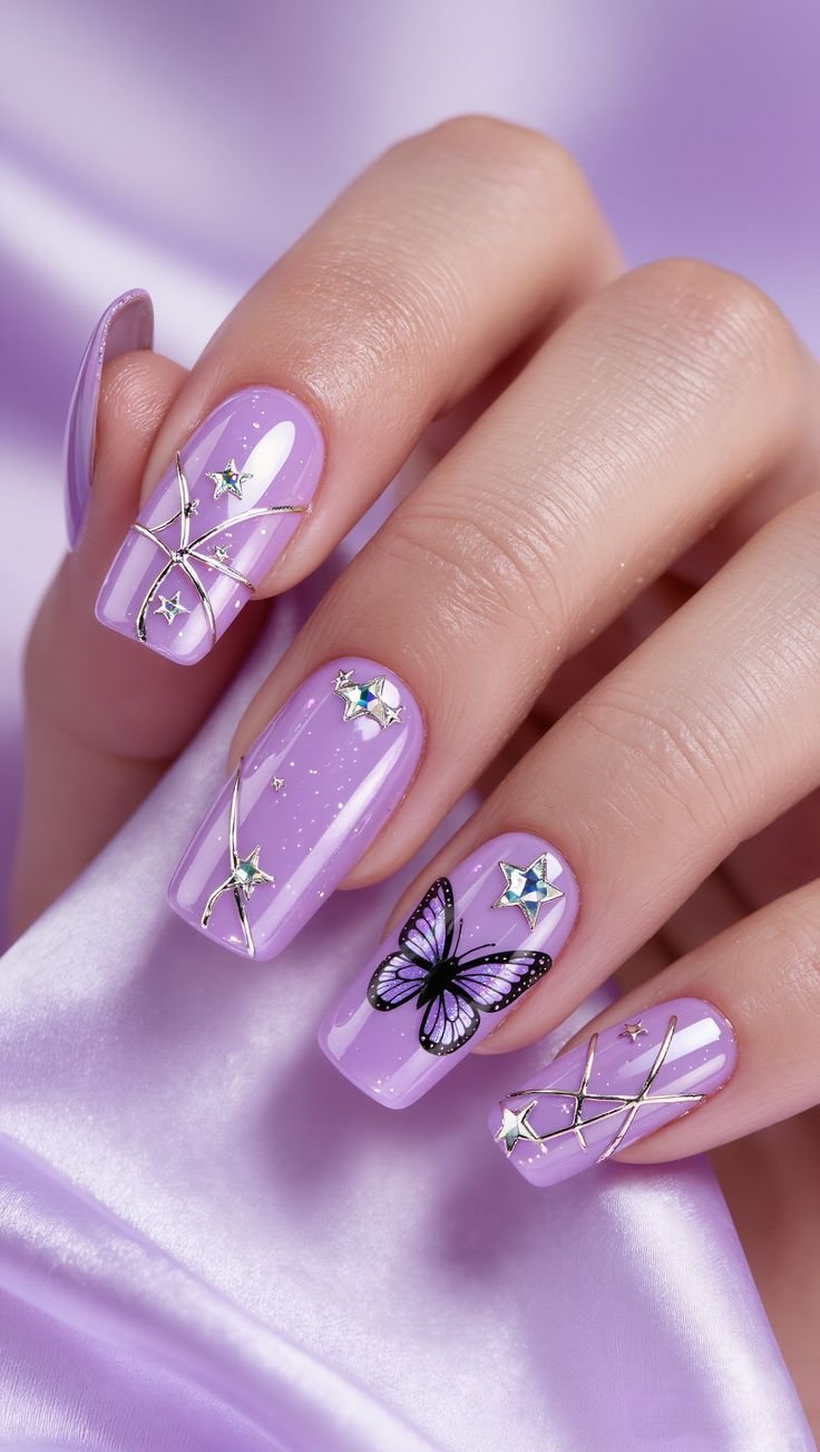 Clean Nails Aesthetic Almond Purple