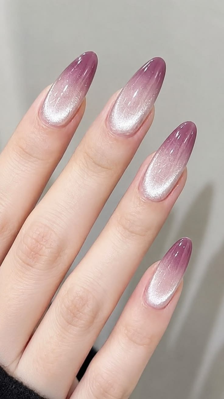 Clean Nails Aesthetic Almond Cat Eye