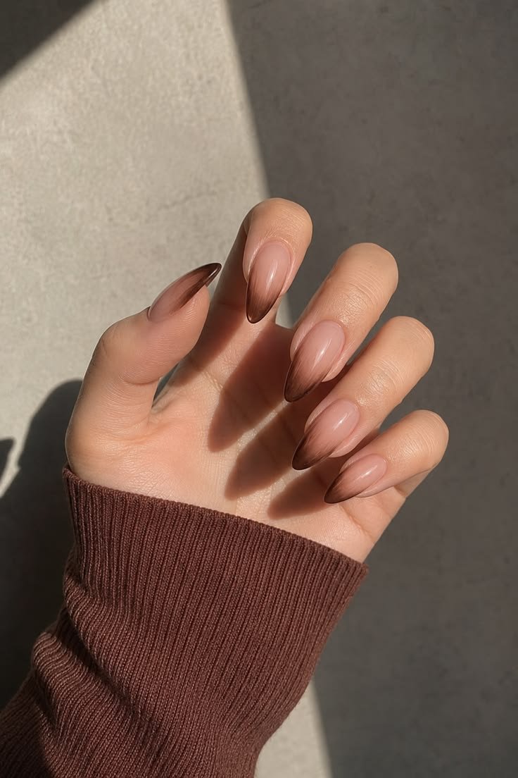 Clean Nails Aesthetic Almond Brown