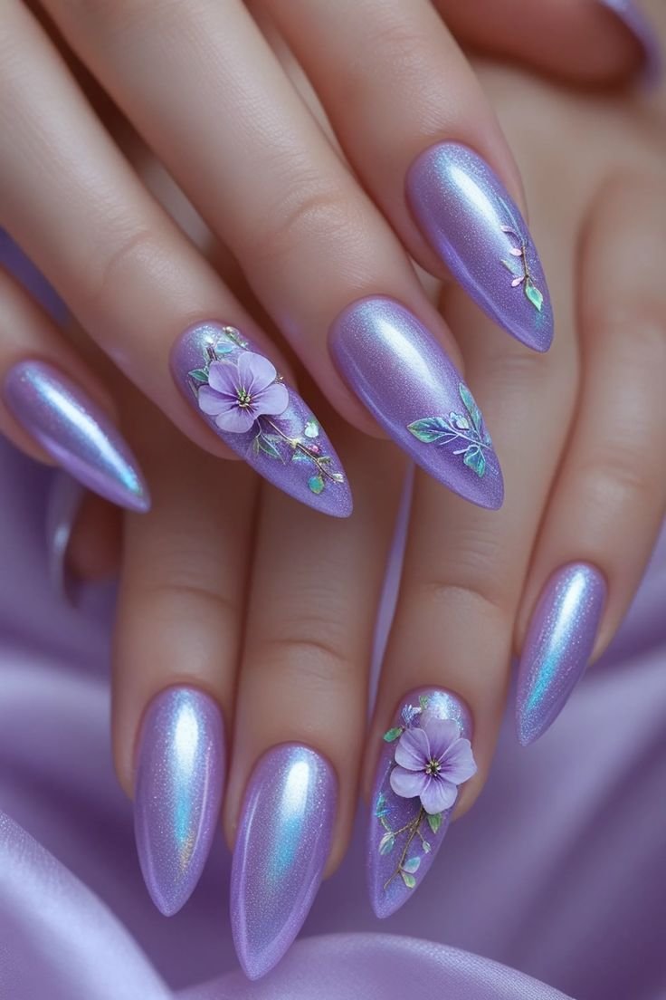 Clean Nails Aesthetic Almond Purple