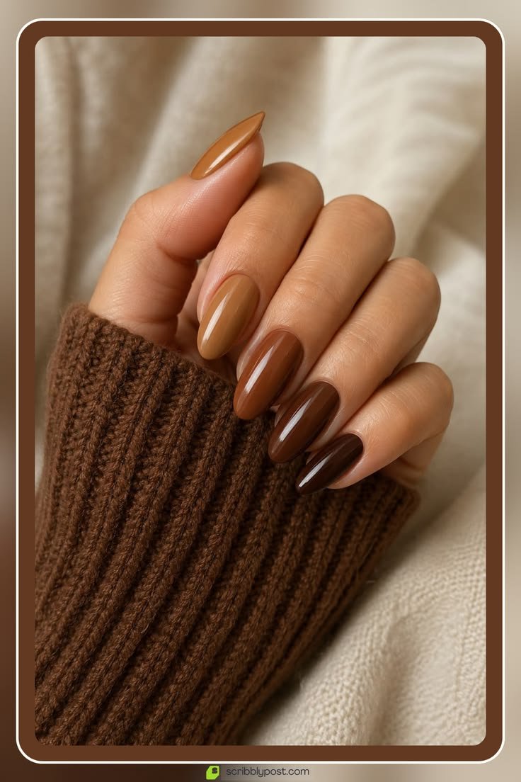 Clean Nails Aesthetic Almond Brown