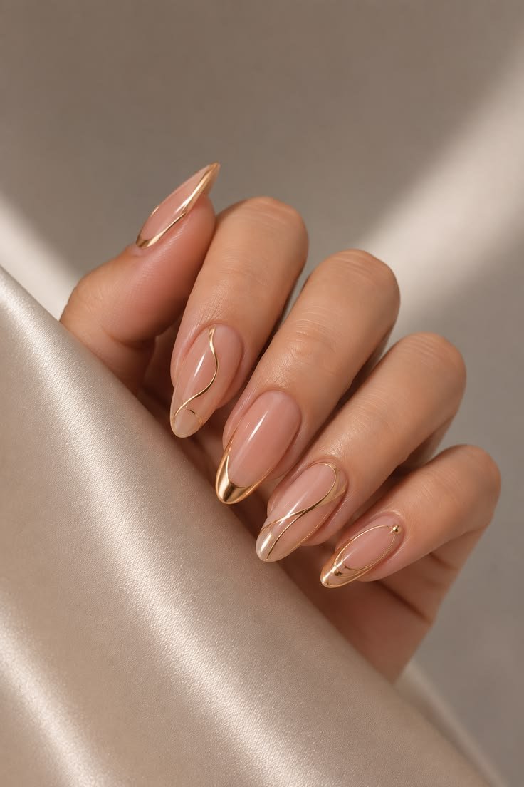 Clean Nails Aesthetic Design Gold