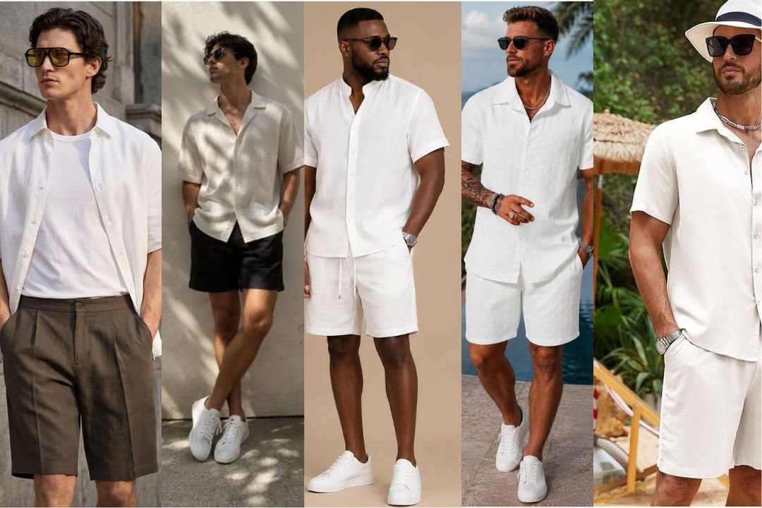 White Short Shirt Outfit for Men