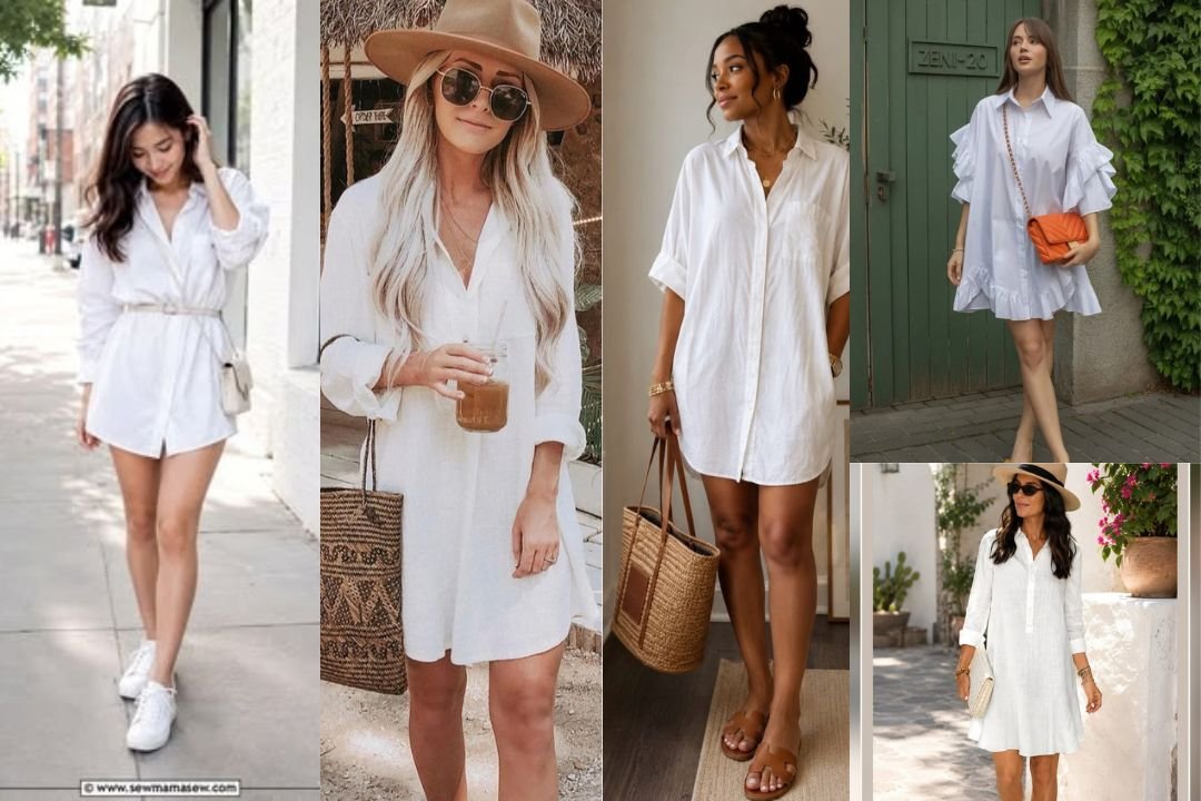 White Short Shirt Dress Outfit