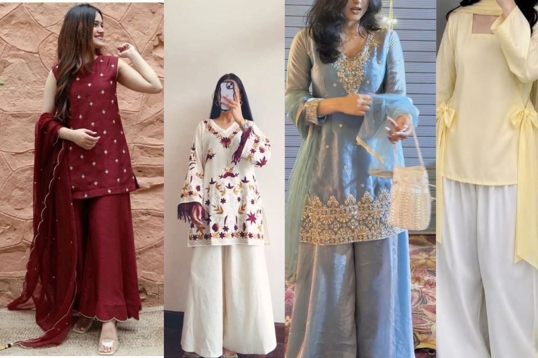 Short Shirt with Sharara for Mehndi