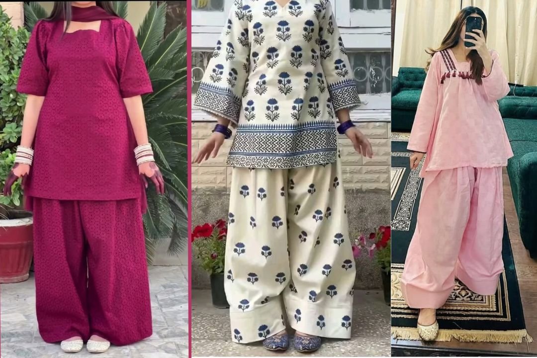 Short Shirt with Farshi Shalwar Design