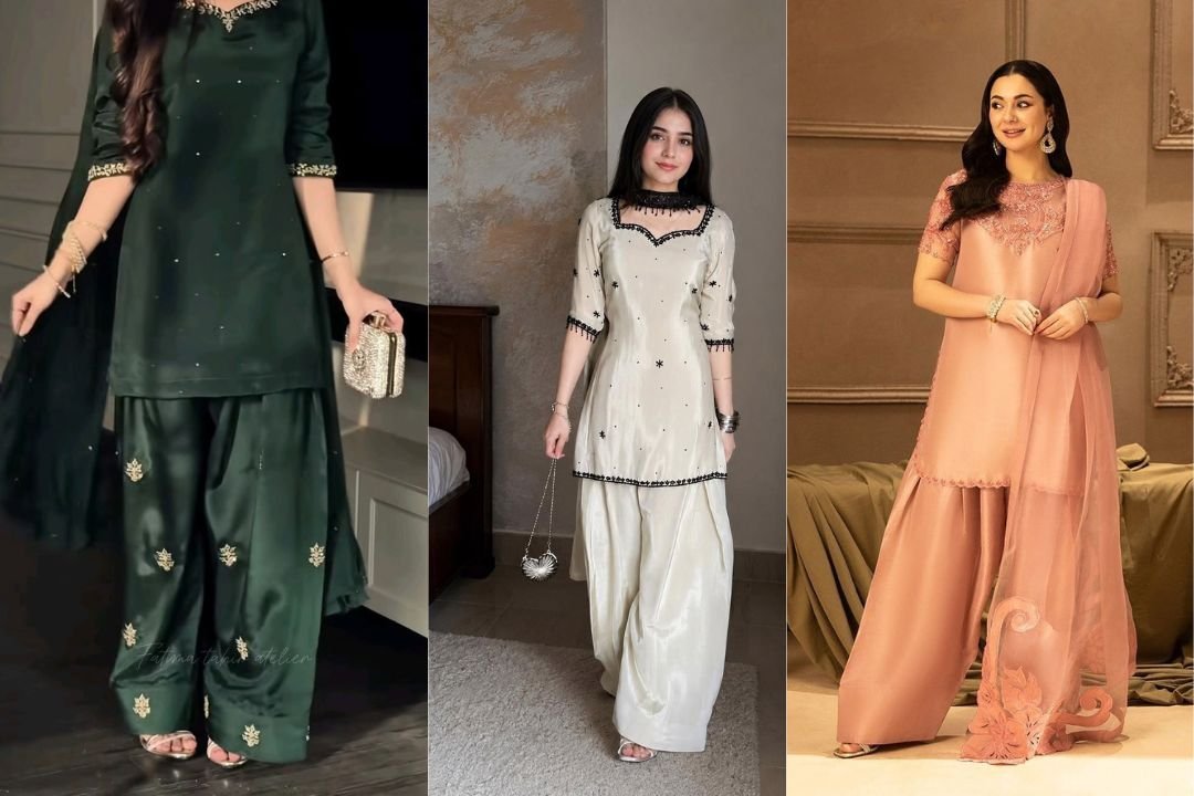 Short Shirt with Farshi Shalwar in Silk