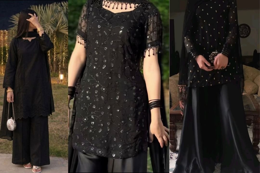 Short Shirt with Sharara Black