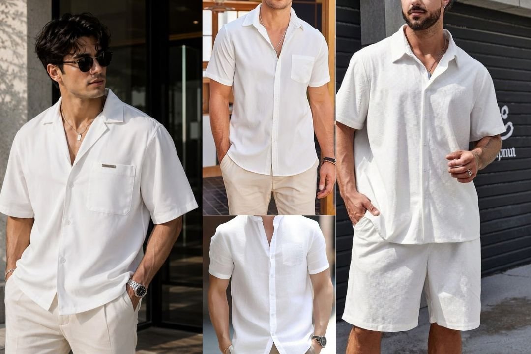 White Short Shirt Men