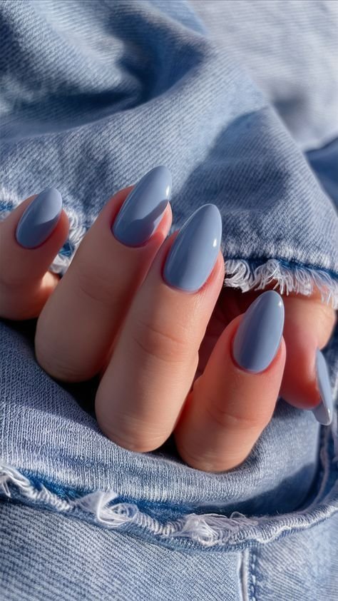 Clean Nails Aesthetic Almond Blue