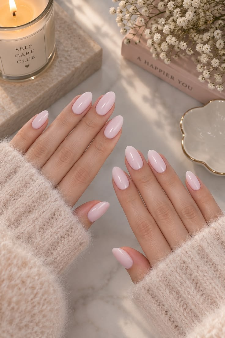 Clean Nails Aesthetic Almond Pink